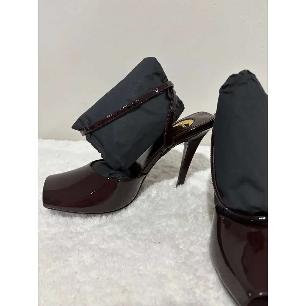 NWT Saint Laurent 110mm La Scandale Heeled Pumps Marron Glaze Women's Size EU 37 - Picture 6 of 11